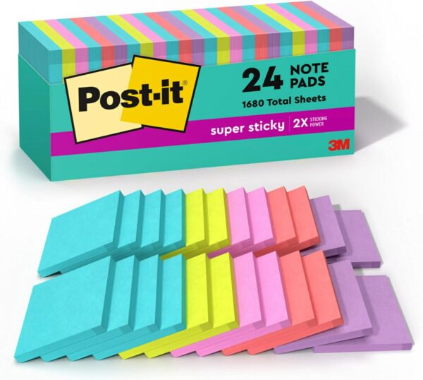 Post-it Super Sticky Notes, 24 Sticky Note Pads